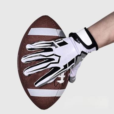 Imagem de Solinder Luvas de Futebol Americano Antiderrapantes de Silicone Luvas Esportivas Respiráveis ​​ Dedo Inteiro para Rugby, Beisebol Com Pulseira para Ajuste Ajustável (L)