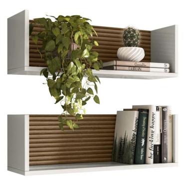 Imagem de Kit 2 Nichos De Parede 14064 60 Cm Off White Cristal Dmad Off White Cristal