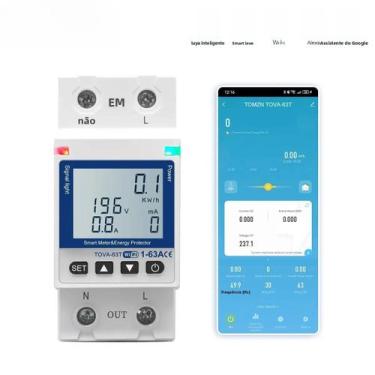 Imagem de Disjuntor Inteligente WiFi 63A 110V 220V Com Medidor De Energia, Tempo