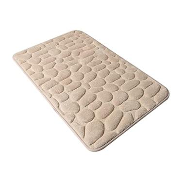 Imagem de Tapete de Banheiro com Estampa Pedras Calçada Espuma Memória Macia Antiaderente Absorvente Água Lavável na Máquina Chão