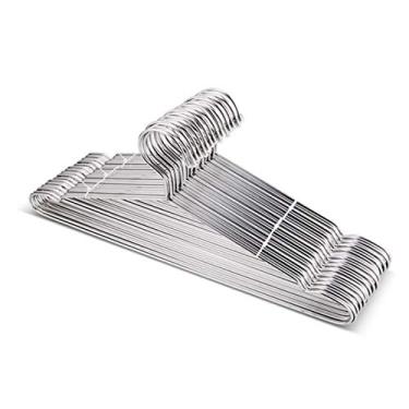 Imagem de 3FLQOOPP Cabide de parede 20 peças/lote 32/42 cm cabides de arame de metal forte de aço inoxidável, cabide de casaco, cabide de terno padrão, cabide de roupas (cor: 32 cm para crianças)