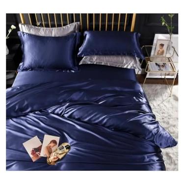 Imagem de Jogo de cama, colcha de leopardo, macio, fresco, café, cetim, lençol de cima / lençol com elástico 4 peças (cama queen size 1,8 m, 4 peças)