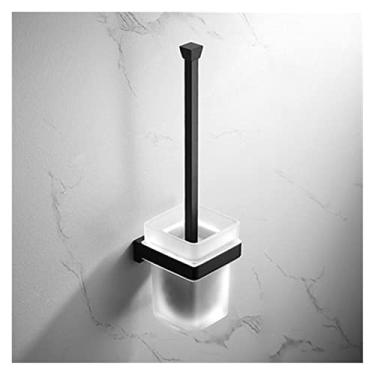 Imagem de Conjunto de suporte de escova de vaso sanitário de latão suporte de escova de vaso sanitário montado na parede conjunto de escova limpa de banheiro escovado ouro/preto escova de limpeza (cor: estilo 1