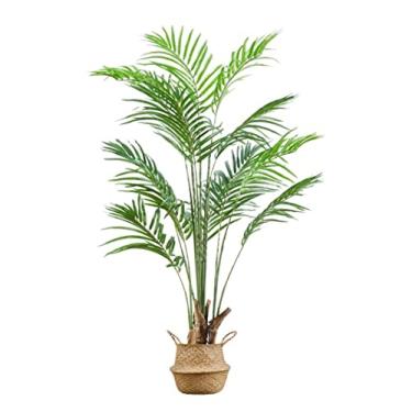 Imagem de SLGGPJBU Plantas falsas planta artificial grande palmeira artificial com vaso planta falsa folha de plástico tropical para casa jardim sala de estar decoração plantas artificiais interior ao ar livre