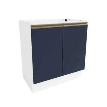 Imagem de Balcão Celeste Kappesberg 100% MDF 2 Portas Branco/Azul 80cm - Provisó