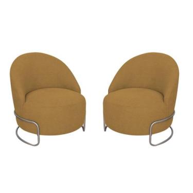Imagem de Kit 02 Poltronas Luxo Decorativa Tulipa Bouclé - Doce Sonho Móveis, Ca