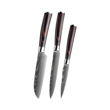 Imagem de Conjunto De Facas De Cozinha Profissional Em Aço Damasco Chef Faca De 
