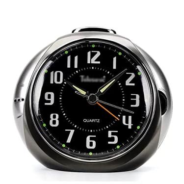 Imagem de Despertador para quarto, despertador silencioso sem tique-taque com luz de fundo, sem soneca, operado por bateria para pessoas com sono pesado, relógio de mesa para decoração de casa (cinza)