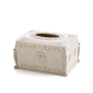 Imagem de Capa de caixa de lenços de plástico, caixa de armazenamento de guardanapos, organizador de sala de estar, suporte de papel, recipiente de guardanapo, suporte de caixa de lenços (bege)