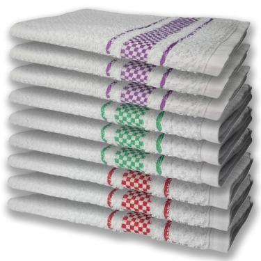 Imagem de 9 Panos De Prato Atoalhado Felpudo Verde Vermelho e Roxo