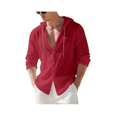 Imagem de Cardigã Masculino Solto De Manga Longa Com Capuz, 15 Cores, Camisa Cas