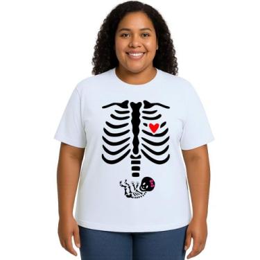 Imagem de Camiseta Esqueleto Raio x Grávida Menina Personalizada - Use P4, Branc