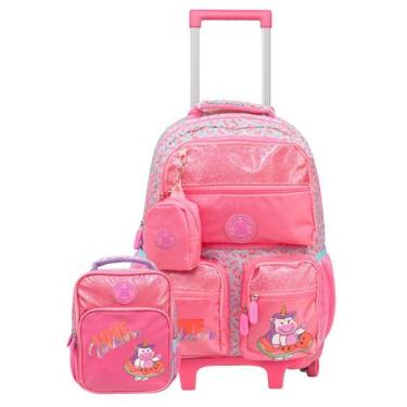 Imagem de Kit Mochila 2Em1 Rodas E Costas + Lancheira Unicornio Baby - Xeryus