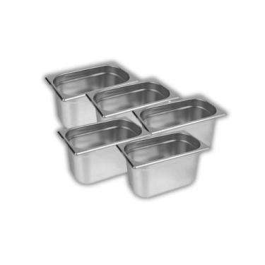 Imagem de Kit 5 cuba sem alca inox 1/3 gn 150 para buffet - Chef Line