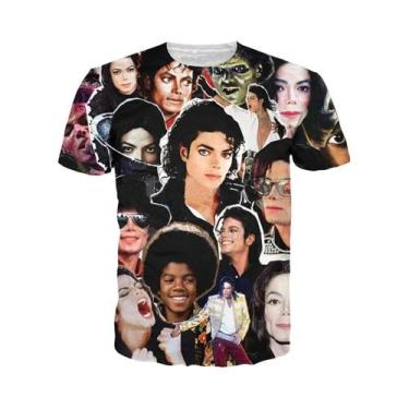 Imagem de Camiseta Masculina Retrô Michael Jackson Hip-Hop Verão Casual Harajuku