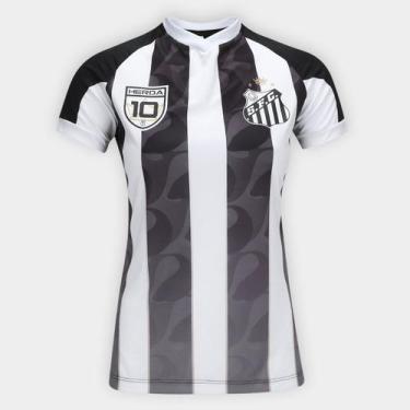 Imagem de Camiseta Santos Allus Feminina, Preto, Branco, P