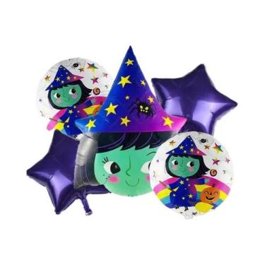 Imagem de Conjunto De Decoração De Balões De Halloween 5 Peças: Chapéus De Bruxa