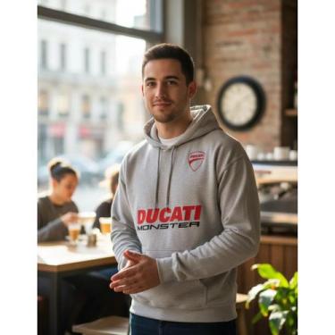 Imagem de Blusa Moletom Casaco De Frio Moto Ducati Monster Bolso, Cinza, G