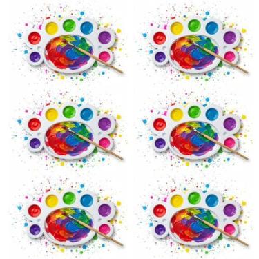 Imagem de Kit 6 Bandejas De Plastico Paleta Godê 8 Cavidades Para Pinturas Tinta