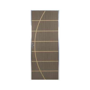 Imagem de Kit Porta de Madeira Decorada 212x95cm com Batente de Aluminio 3,6cm N