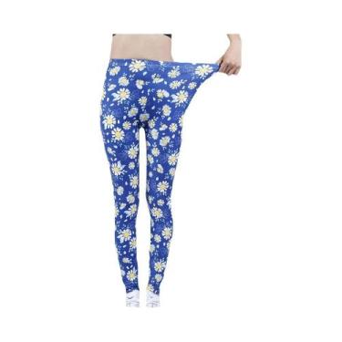 Imagem de Leggings Femininas Com Estampa Floral De Cintura Alta, Jeggings Elásti