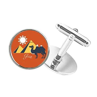 Imagem de DIYthinker Abotoaduras de pressão com botão redondo e estampa de camelo da pirâmide do Egito