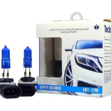 Imagem de Par Lâmpada Super Branca H27 881 8500K Xenon 12V 27W Techone