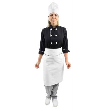 Imagem de Kit Chef Cozinha Feminino Dolmã + Avental + Chapéu
