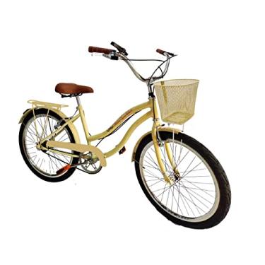 Imagem de Bicicleta aro 24 menina vintage sem marchas com cesta Bege