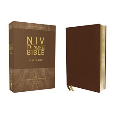 Imagem de Niv, Thinline Bible, Giant Print, Genuine Leather, Buffalo, Brown, Red Letter Edition, Comfort Print
