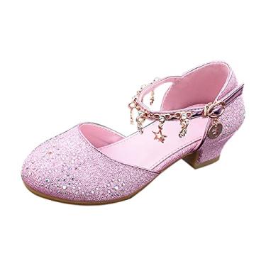 Imagem de Huicai Sapatos de Casamento para Meninas Crianças dama de honra baile de Formatura estilo Mary Jane bloco baixo vestido de noite formal Sandálias