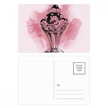 Imagem de Conjunto de cartão postal de picolés de sorvete de chocolate de cereja cartão de agradecimento