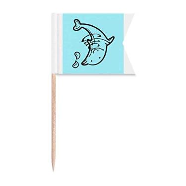 Imagem de Golfinho e sinalizador de palito de dente com boto para marcação de bolo de festa, prato de queijo