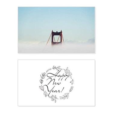 Imagem de Fog Golden Gate Bridge Bay Cloud Ano Novo Festival Cartão de felicitações Bless Mensagem presente