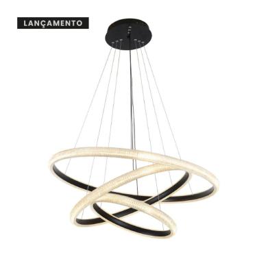 Imagem de Luminaria Pendente Led Ø80+ Ø60+ Ø40cm, Preta