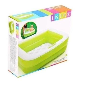 Imagem de Piscina Infantil Inflável Quadrada - Verde E Branca - 57 L