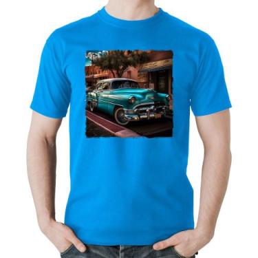 Imagem de Camiseta Algodão Carro Clássico Azul - Foca Na Moda