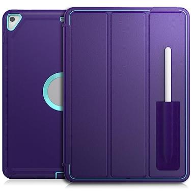 Imagem de QYiiD Capa à prova de choque para iPad 9ª/8ª/7ª geração, capa robusta à prova de choque com suporte dobrável magnético, capa inteligente hibernar/despertar automática para iPad de 10,2 polegadas