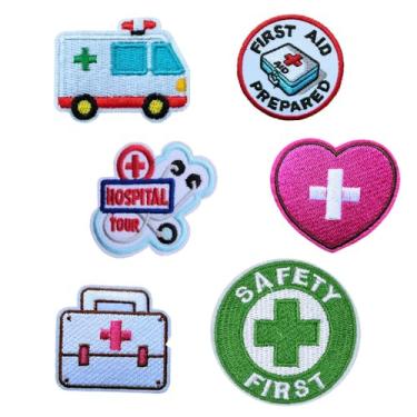 Imagem de KLORIZ 6 peças patch médico enfermeira bordado ferro em costurar em adesivos ambulância kit médico logotipo acessórios de roupas apliques adesivos de tecido presentes de dia dos enfermeiros