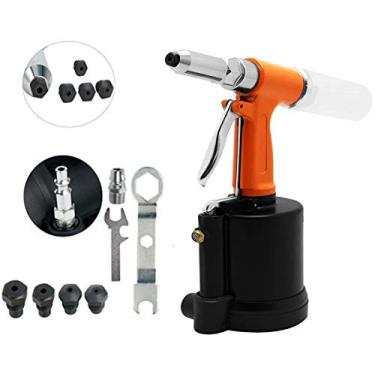 Imagem de VOTOER Pistola de rebite pneumático ferramenta de rebitador de ar hidráulico para economia de trabalho rebite porca rebitagem conjunto de ferramentas manuais, peças de nariz de 1/4" 3/16" 5/32" 1/8" 3/32"
