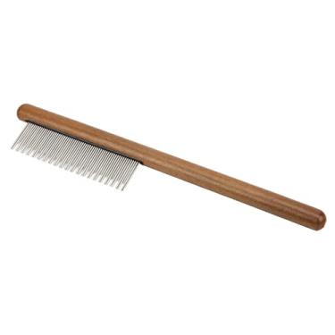 Imagem de Pente de nó Aberto para Animais de Estimação, Pente para Remoção de Pelos de Cachorro, Nogueira + Material de Aço Inoxidável Vem Com Cabo de Madeira, Design de Linha única para