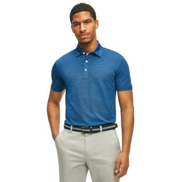 Imagem de Brooks Brothers Camisa esportiva masculina de manga curta de algodão Madras de botão, Azul/azul-marinho, M