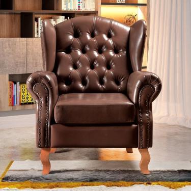 Imagem de Poltrona Chesterfield Imperador Decoração Retrô Vintage Café