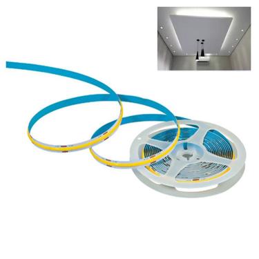 Imagem de Fita LED 6500K COB 5 Metros 12v IP20 18w Perfil Teto Rebaixado Gesso Sanca Iluminaçao Profissional Loja Sala Quarto