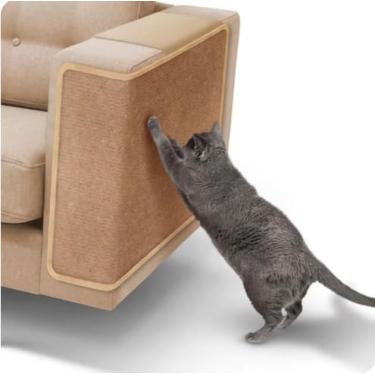 Imagem de Arranhador de Gatos para Sofá Multifuncional com Apoio para Celular (Tamanho: 70cmx50cm) MeetPet nas Cores: Grafite, Azul Royal e Beje (Beje)