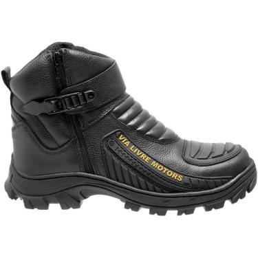 Imagem de Bota de Couro Coturno Cano Médio Motociclista Masculina-Masculino