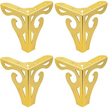 Imagem de Pés de móveis dourados, pés de móveis de diamante triangulares modernos, substituição DIY para armário sofá cadeira mesa (tamanho: 12 cm/4,7 polegadas)