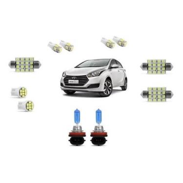 Imagem de Kit Lampada Super Branca H8 Milha + Leds Hyundai Hb20 - Techone