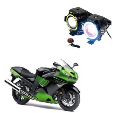 Imagem de Par Farol de Milha Angel Eye U7 para Moto Kawasaki ZX 14  ZX 14R 1352C