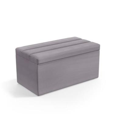 Imagem de Calçadeira Baú Ursa 90 para Cama de Solteiro N-023 Veludo Cinza Claro 
